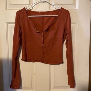 Burnt Orange Long Sleeve Crop Top